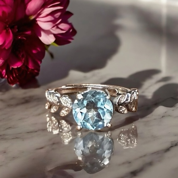 Natural Swiss Blue Topaz S925 Ring Sterling Silver 2.16 Ct - Picture 6 of 14